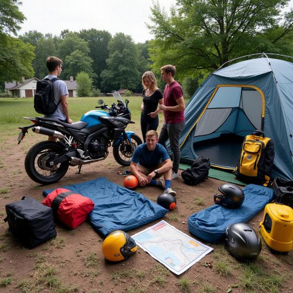 Préparation pour le camping au Le Mans Moto GP