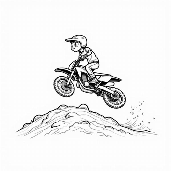 Coloriage moto cross enfant sautant obstacle