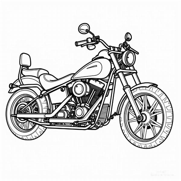 Coloriage d'une moto custom