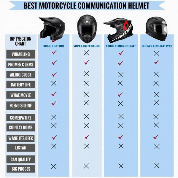 Tableau comparatif des meilleurs casques de communication moto, mettant en évidence les fonctionnalités, l'autonomie de la batterie et la qualité sonore.