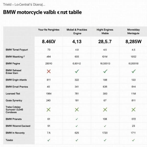 Tableau comparatif des modèles BMW sur La Centrale Moto