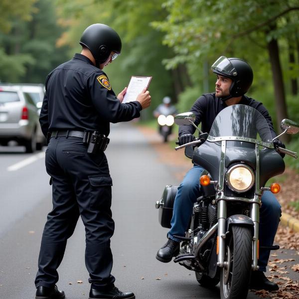 Contrôle policier pour un motard sans permis