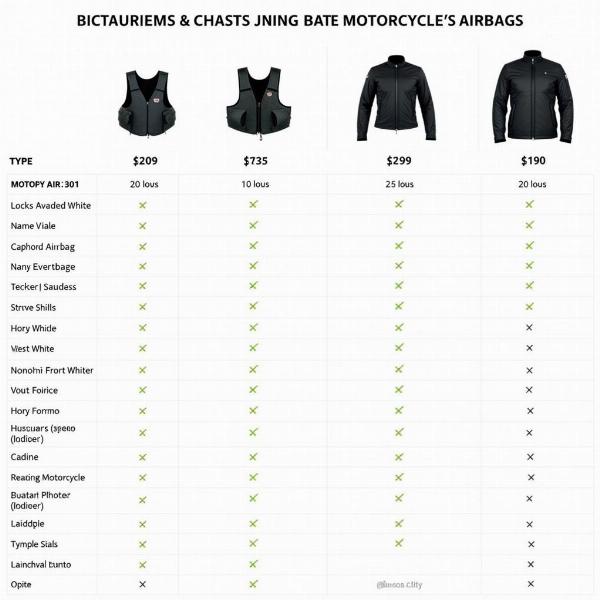 Différents modèles d'airbag moto avec leurs prix