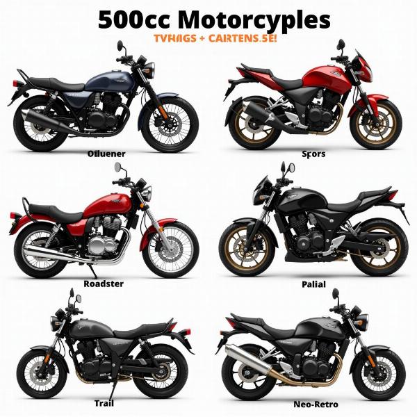 Différents types de motos 500cm3