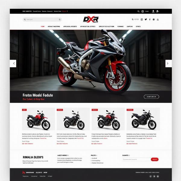 Page d'accueil du site officiel DXR Moto