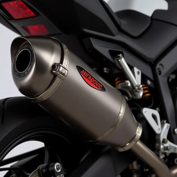 Échappement Akrapovic en titane sur une moto sportive