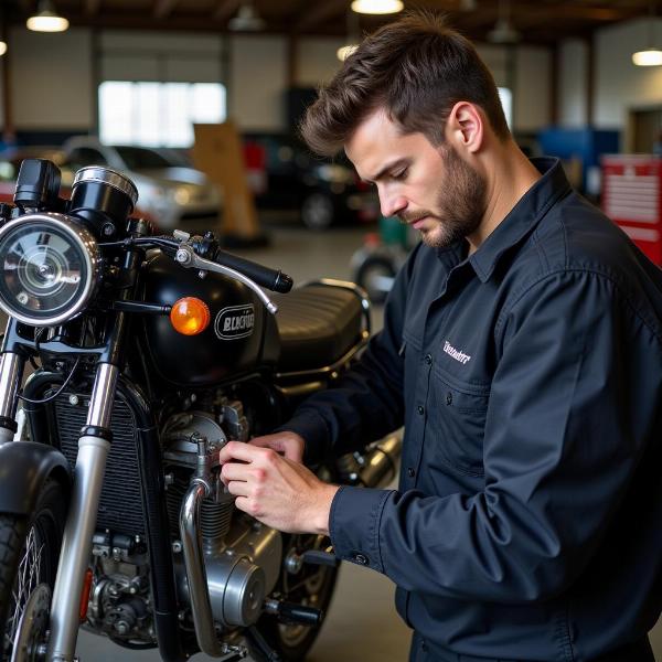 Entretien d'une moto 250cm3 dans un garage