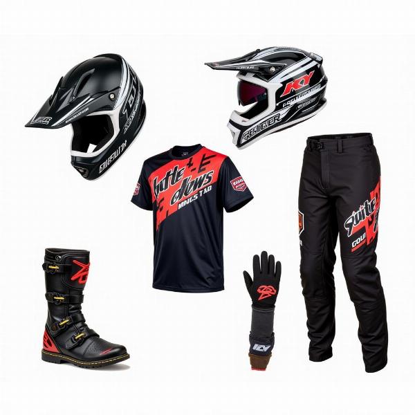 Equipement complet d'un pilote de moto cross 85cc