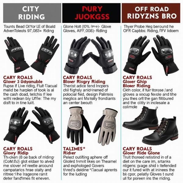 Gants moto Carrefour pour différents usages : ville, route, tout-terrain.