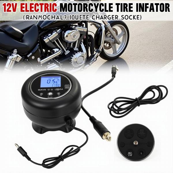 Gonfleur électrique 12V pour moto, se branche sur l'allume-cigare.