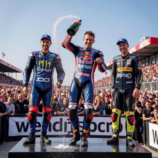 Podium du vainqueur du GP Moto aujourd'hui