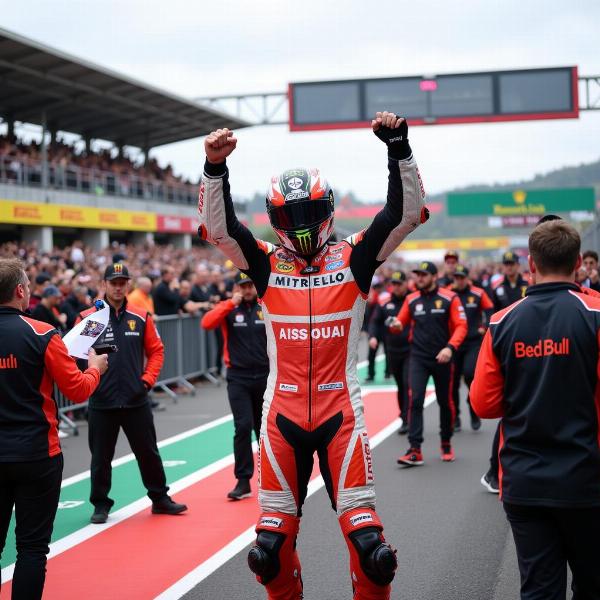 Célébration du vainqueur du GP Moto Italie 2024