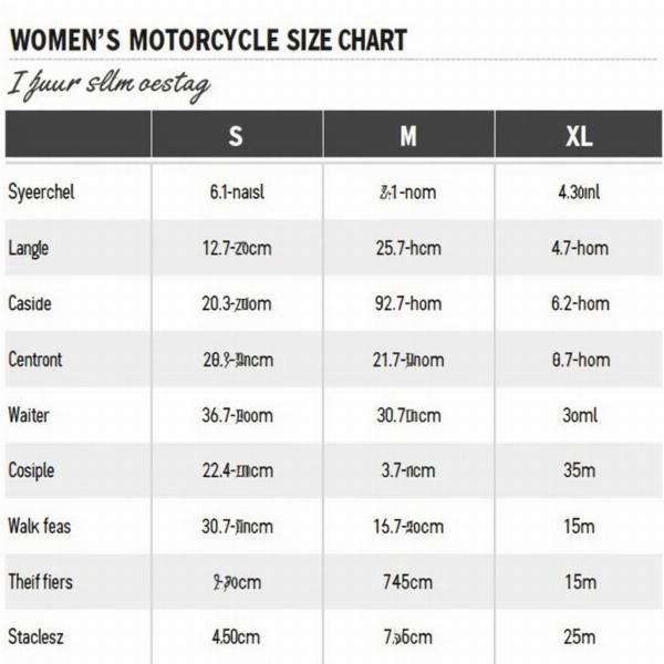 Guide des tailles veste moto femme