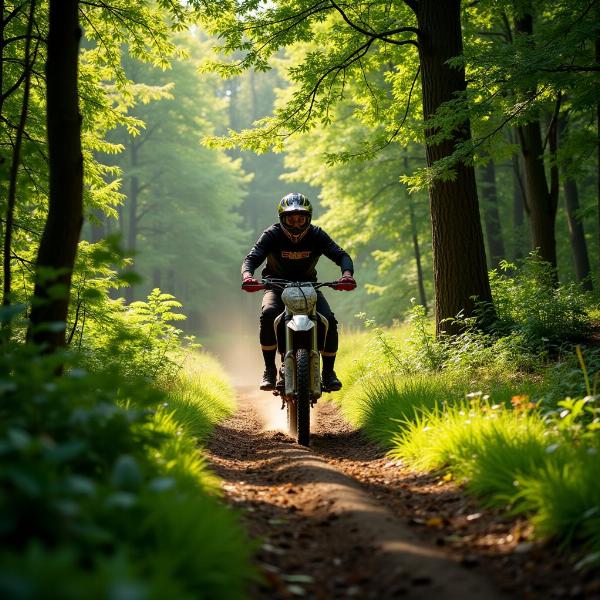 Exploration de la nature en moto verte