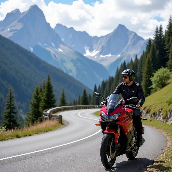 Moto Honda sur une route de montagne près de Grenoble