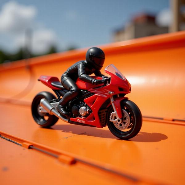 Moto Hot Wheels sur un circuit