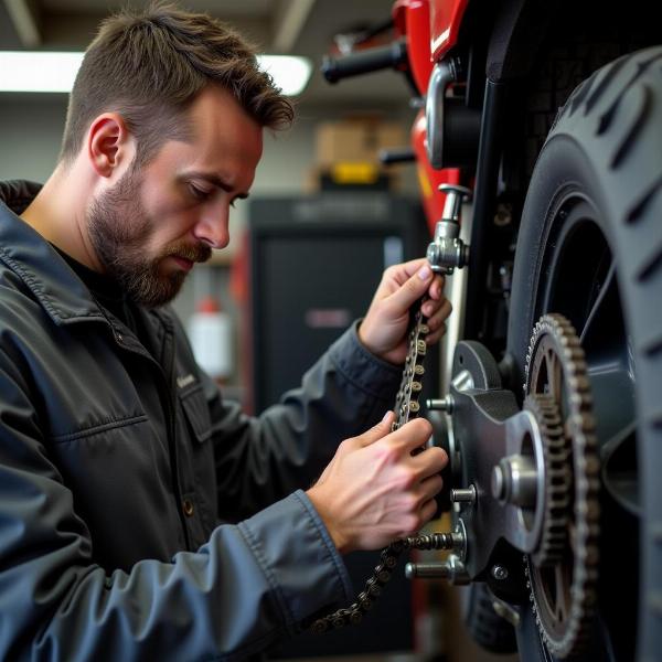 Entretien de la chaîne de moto