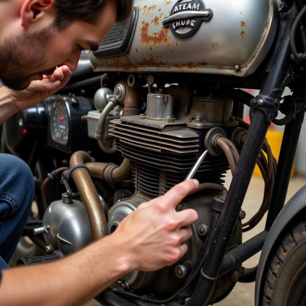 Inspection d'une moto ancienne avant achat