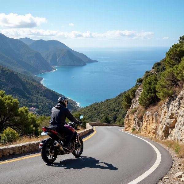 Routes sinueuses en Corse à moto