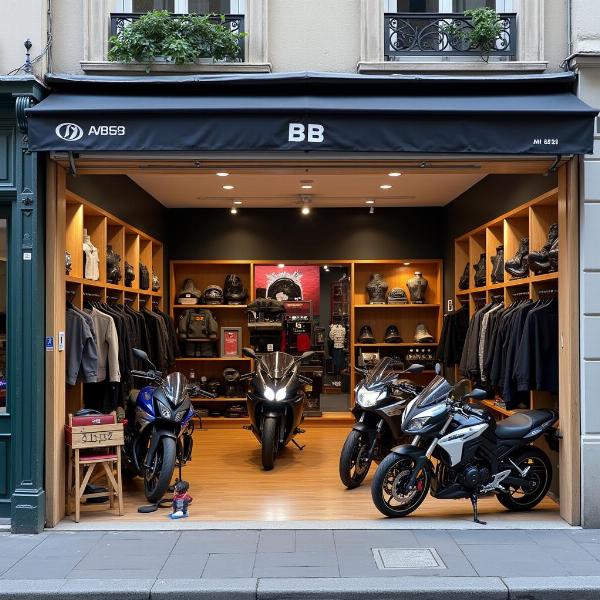 Vitrine d'un magasin de moto à Rouen