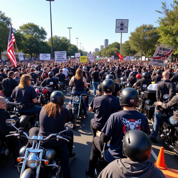 Motards rassemblés pour la Manif Moto 13 Avril 2024