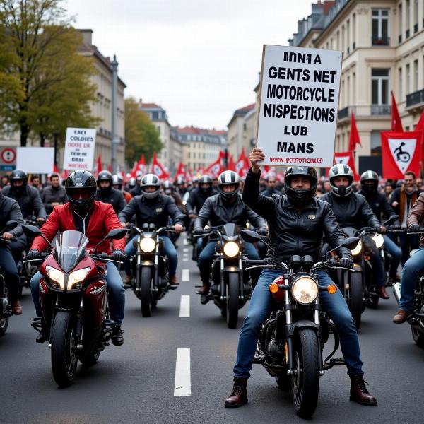 Manifestation contre le contrôle technique moto en France