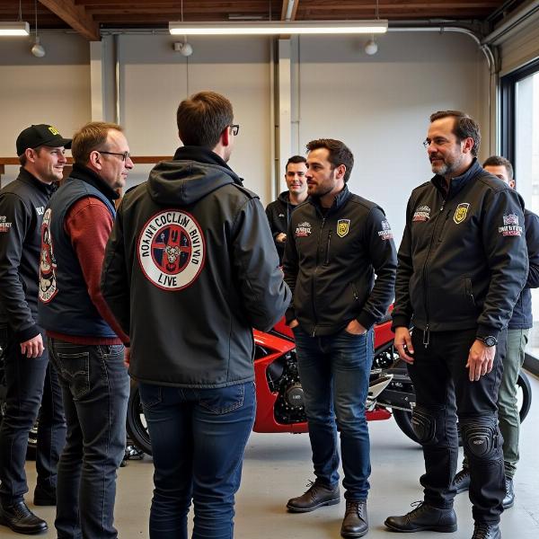 Membres d'un moto club à Épernay en réunion