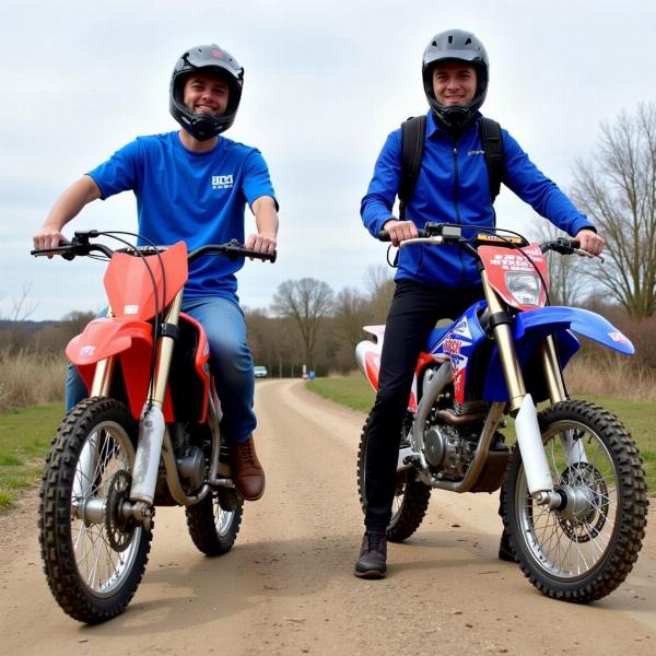 Comparaison entre une moto cross 80cc deux temps et une moto cross 80cc quatre temps.