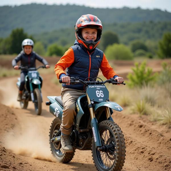 Pilote débutant sur une moto cross électrique