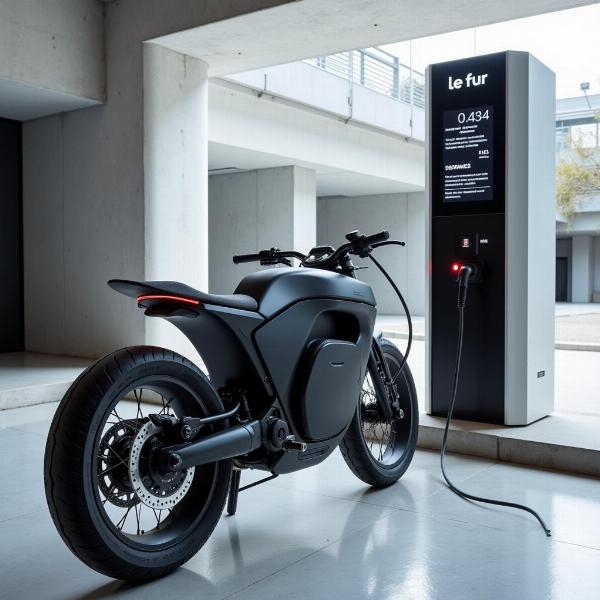 Moto Le Fur électrique en cours de recharge