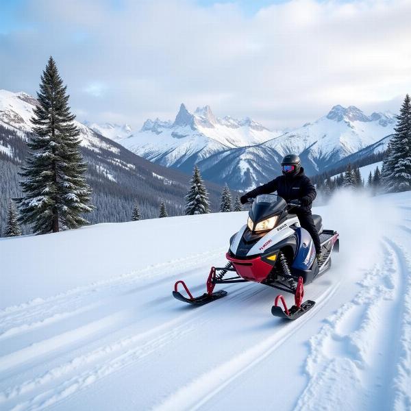 Moto neige sur les pistes enneigées des Orres