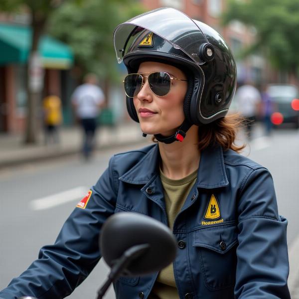 Passager de moto taxi avec casque