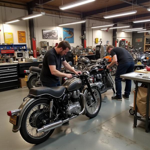 Atelier de restauration au Musée de la moto de Bantzenheim