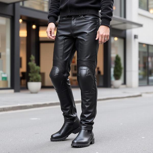 Pantalon moto hiver homme en cuir