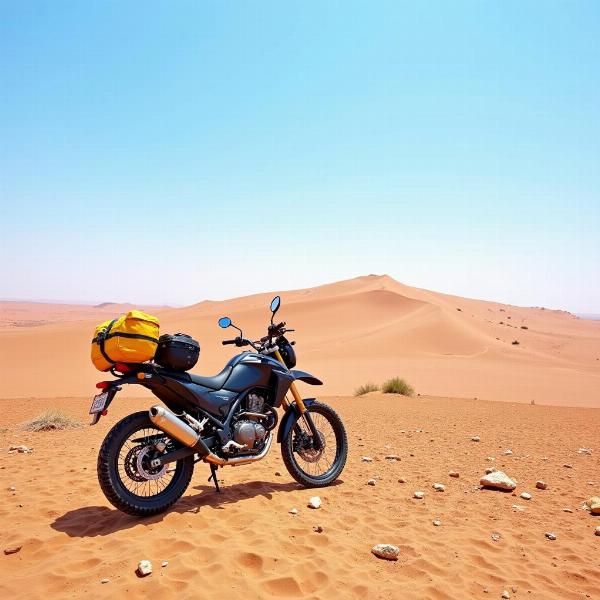 Paysage désertique marocain en moto