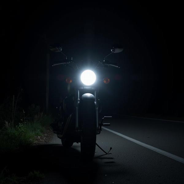 Phare LED moto puissant éclairant la route de nuit