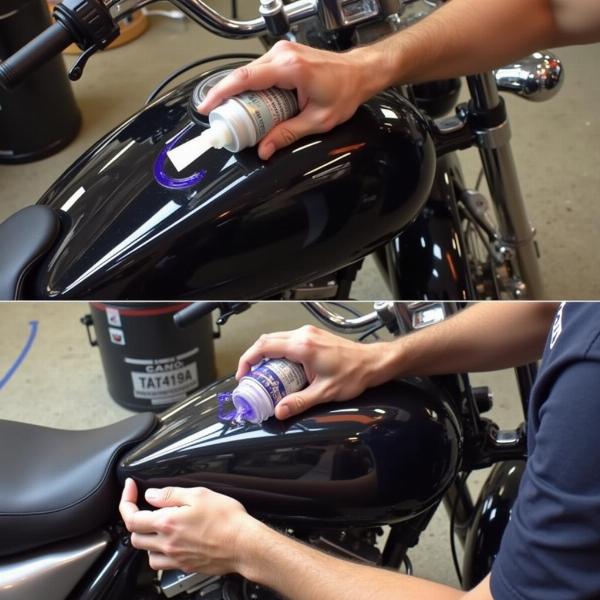 Protection de la peinture d'une moto avec du vernis