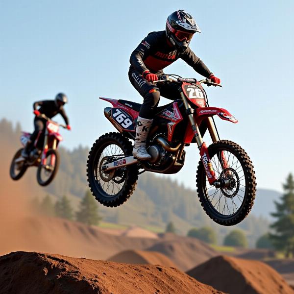 Jeu MXGP sur PS4 avec un pilote effectuant un saut impressionnant