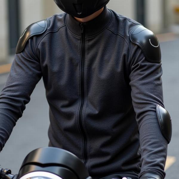 Pull moto avec protections intégrées