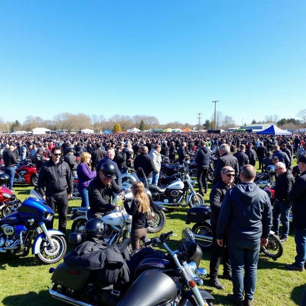 Rassemblement de motards lors d'un événement moto