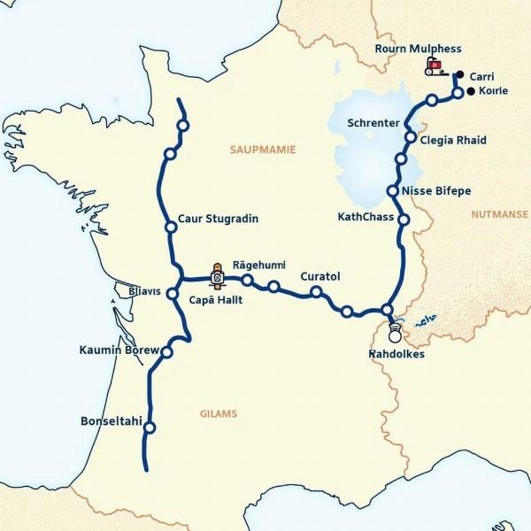 Carte de la Route des Grandes Alpes pour un itinéraire de 4 jours