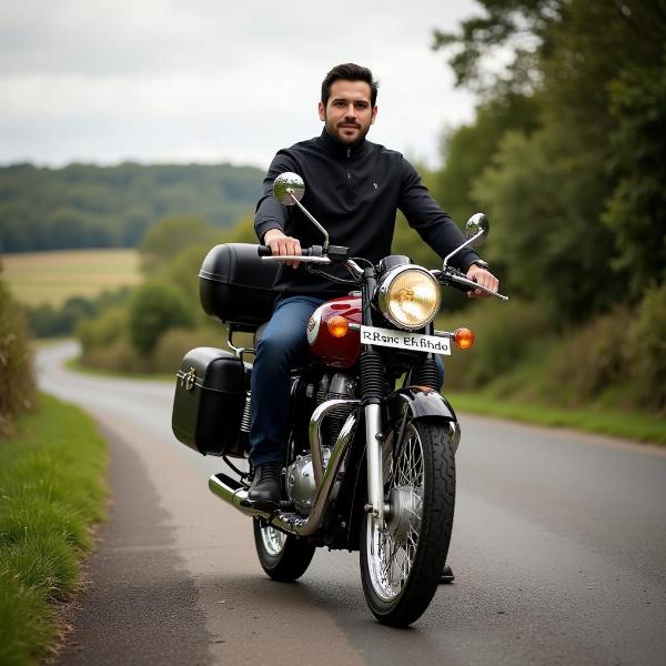 Royal Enfield Classic 500 sur une route de campagne pittoresque