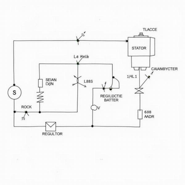 Schéma du régulateur de tension 12v d'une moto, illustrant les connexions et les composants clés.