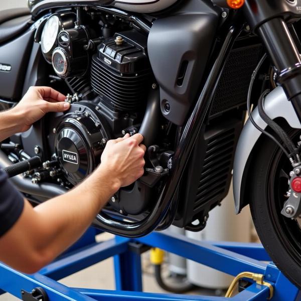 Table hydraulique pour la sécurité et le confort lors de l'entretien d'une moto