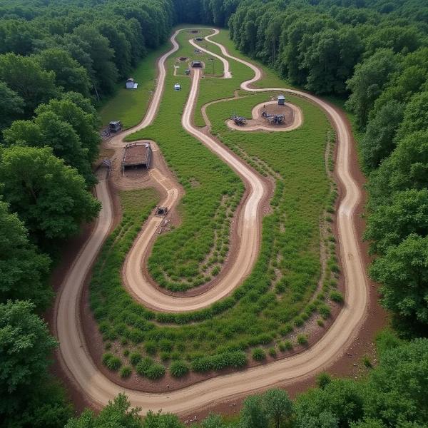 Vue aérienne d'un terrain de motocross abandonné