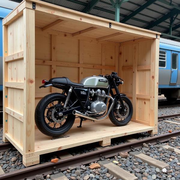 Transport moto par train en caisse