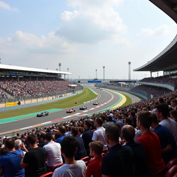 Vue panoramique depuis les tribunes des 24h du Mans Moto