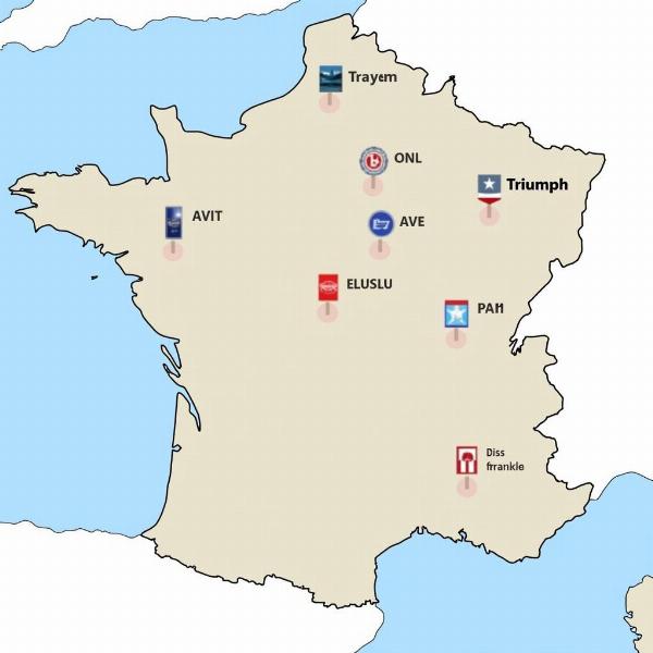 Carte des concessionnaires Triumph en France