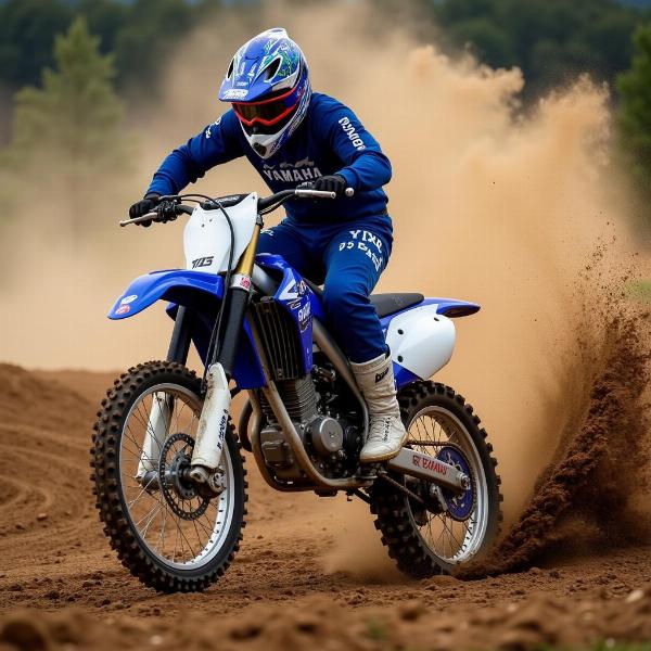 Yamaha YZ 125 en action sur une piste de motocross