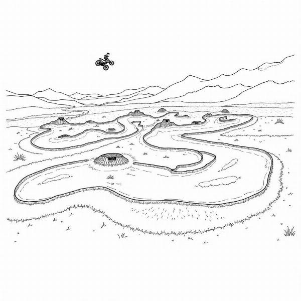 Coloriage Motocross Circuit Complexe